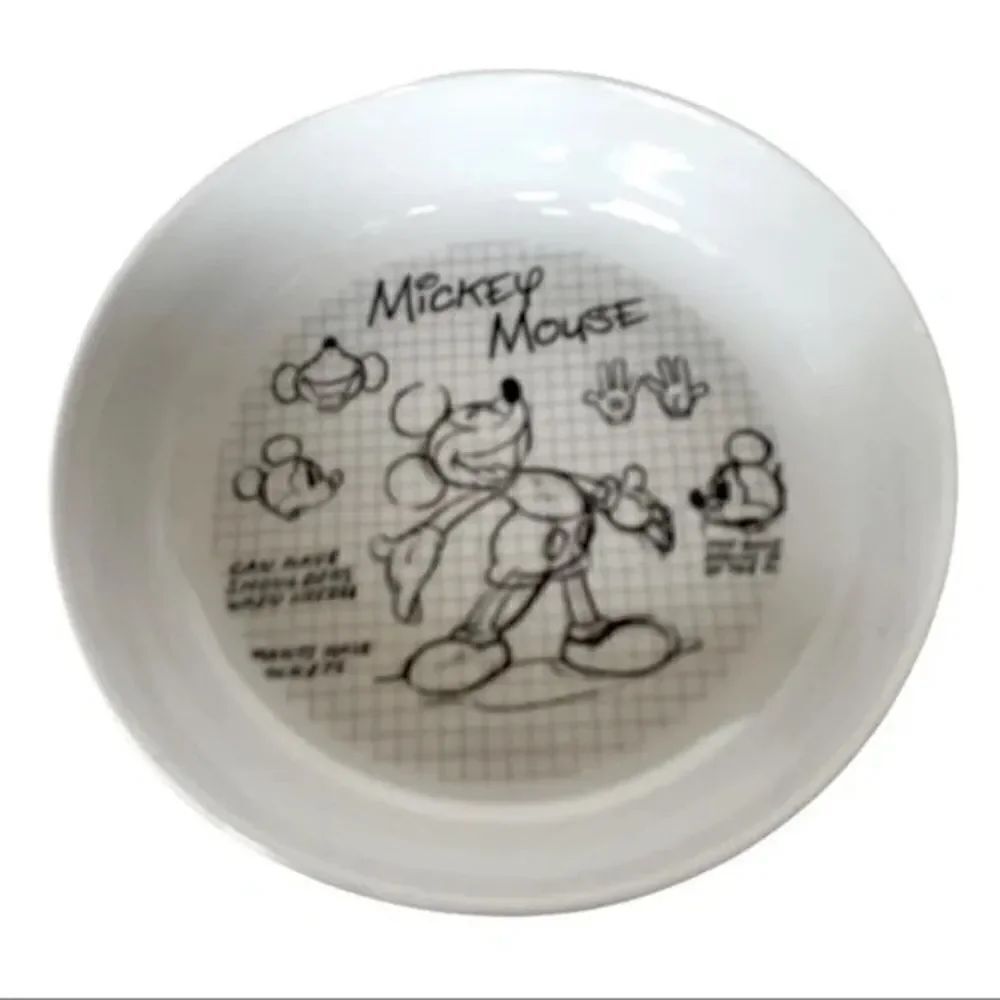 NWT DISNEY Mickey Mouse Sketch Style Wide Big White Pasta Salad Serving Bowl